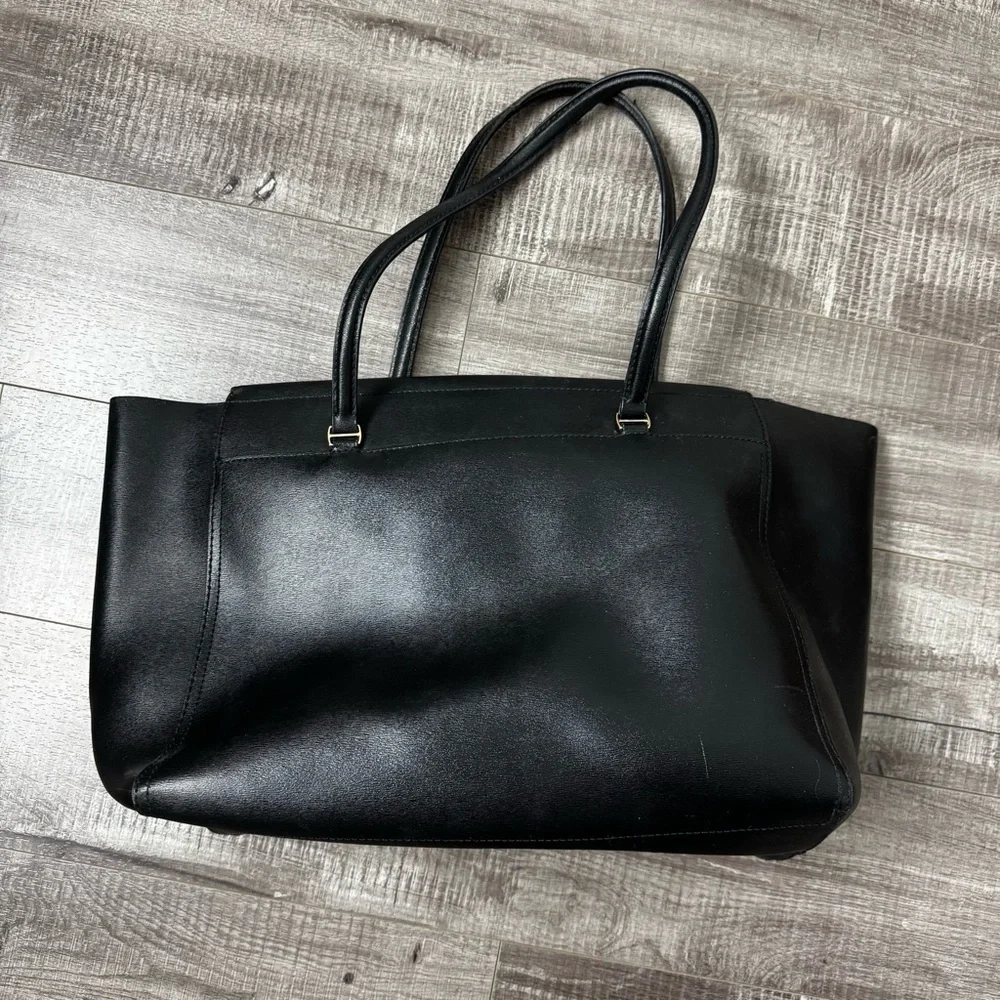 Tory Burch Parker Tote Black Saffiano Leather Structured
